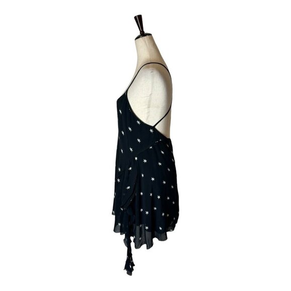 Re/Done Dress Women Large Black Silk Star Print Criss Cross Back The‎ 80s Mini - Picture 7 of 12